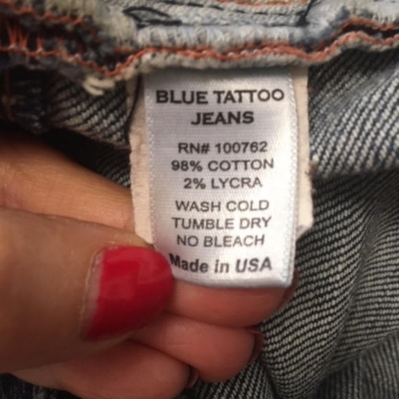 BLUE TATTOO Jean Denim Shorts Embroidered - Picture 5 of 8